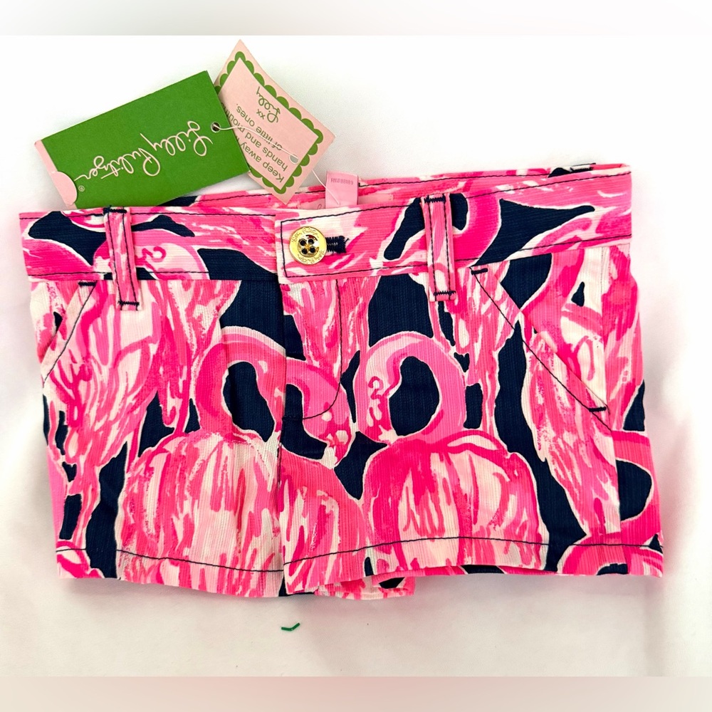 New w tag Lilly Pulitzer Pink Flamingo Mini Callahan with pockets Shorts